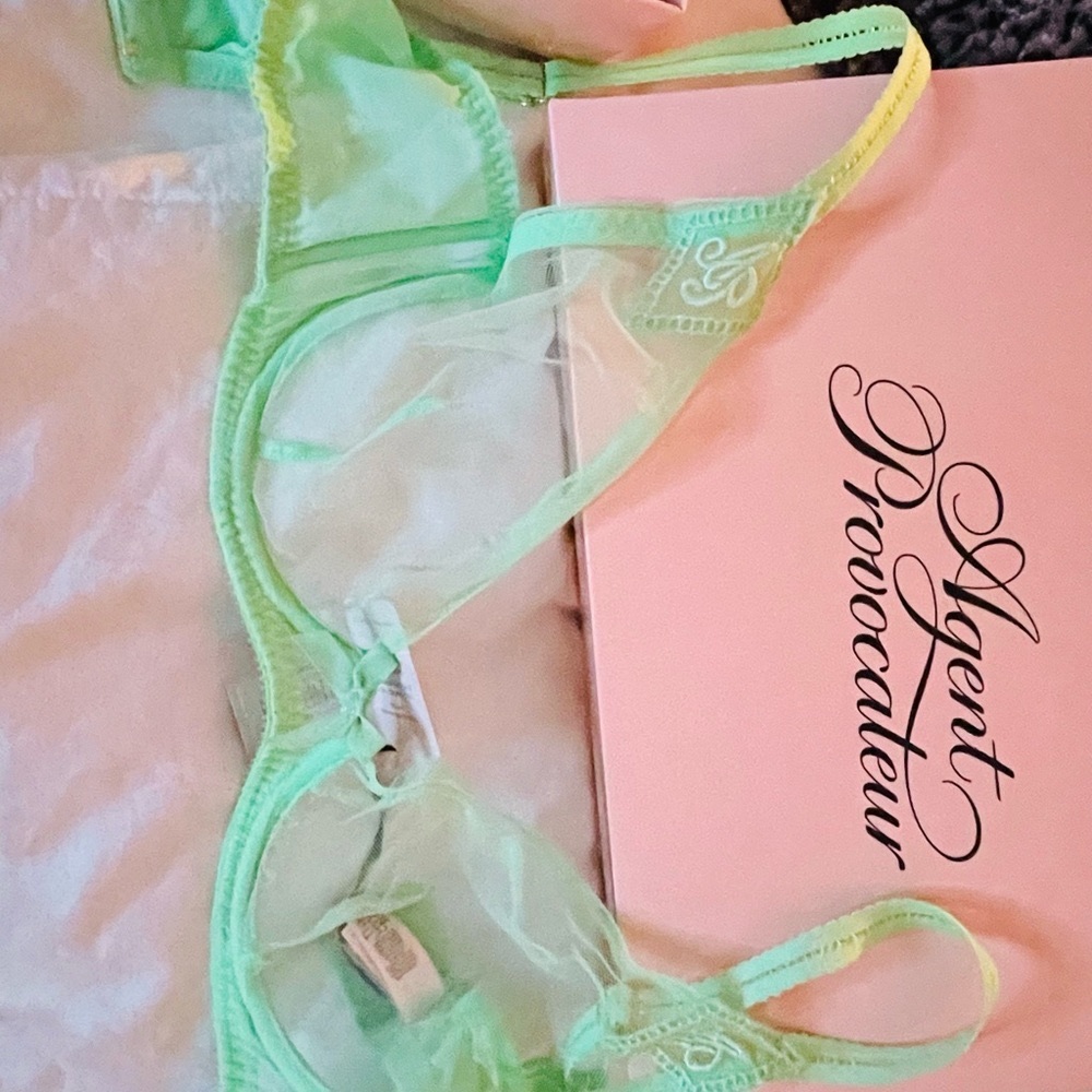 Agent Provocateur Casper Bra & Garter Belt Set Mint